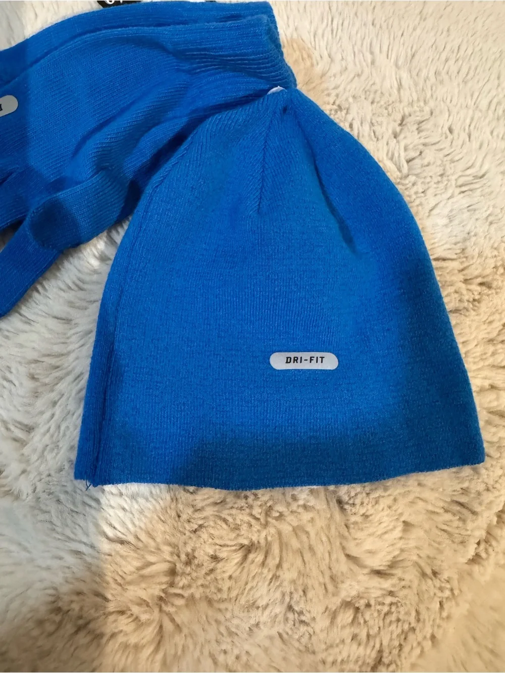 Nike Royal Blue Dri-FIT Knit Gloves and Beanie Set